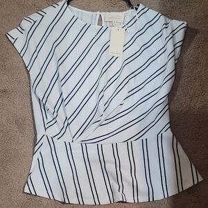 MELLODAY Black and White Striped Blouse